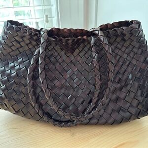 Brown Woven Leather Tote Bag